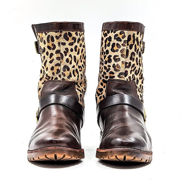 Sperry Women Stark Cheetah Buckle Brown Leather Ankle Boots Size 6.5 - Picture 2 of 12